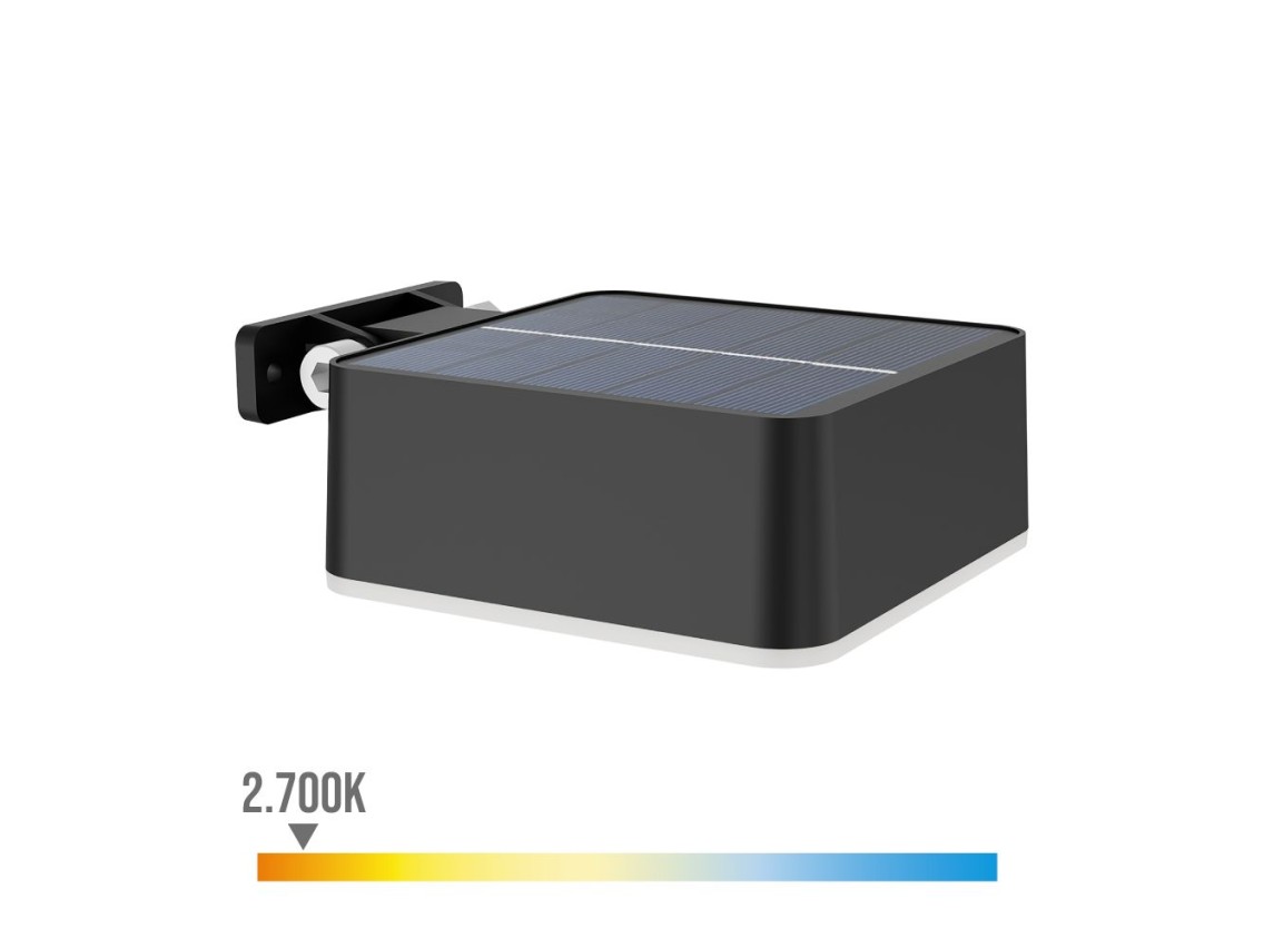 Aplique solar quadrado, ip 44 1,5w, 200im 2700k, luz quente, medidas: 10,5x4,6x13,6cm. philips