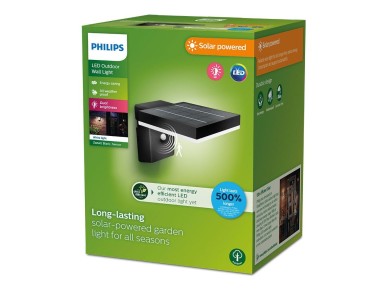 Ultra-efficient square wall lamp, ip44 1.3w, 250im 3000k, warm light. philips