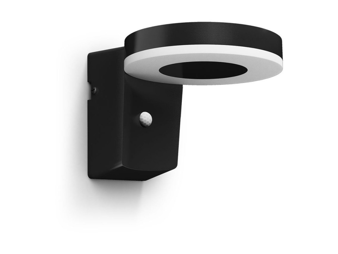 Ultra-efficient rounded solar wall lamp, ip44 1.3w, 250im 3000k, warm light. philips