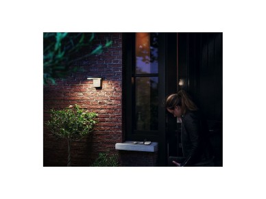 Ultra-efficient rounded solar wall lamp, ip44 1.3w, 250im 3000k, warm light. philips