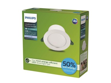 Diamond cut ultra efficient downlight, �14,5x4,95cm, 4.8w 4000k 800im. philips