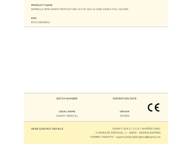 Smart matte light bulb e27, 12.5 w, 1521 lm, 2200-6500 k, full color