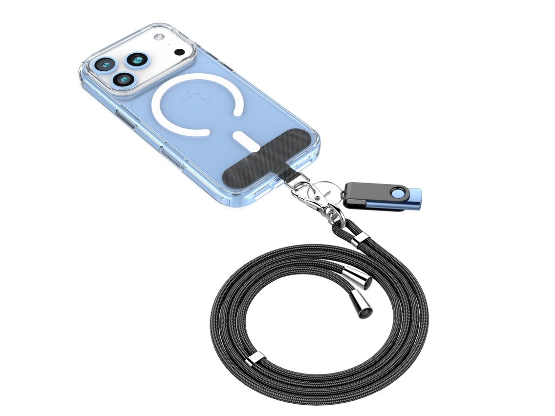 Cable universal negro Techancy KC2107 para tel�fono m�vil, longitud ajustable de 0 a 80 cm, compatib