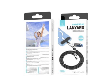 Techancy Universal Black Mobile Phone Cord KC2107, Adjustable Length 0-80 cm, Used with Mobile Phone