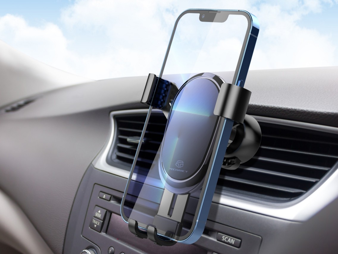 Techancy TI2251 Car Phone Holder, for 7.2� Phones, Firm Gravity Support, Metal.