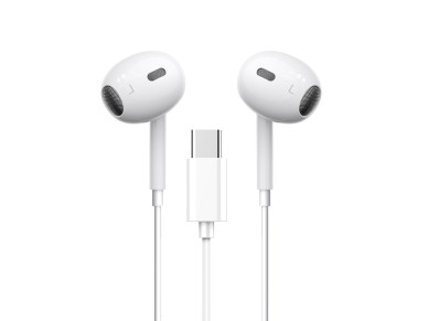 Techancy Auricular Est�reo Tipo C Branco  TD8046, Com Microfone, Controlo Do Volume De Chamadas, Plu