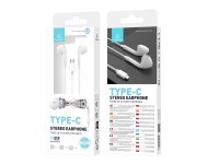 Techancy Auricular Estéreo Com Fios Type-C Branco TD8042, Chip Dsp Com Controlo De Volume Para Uma U Techancy Auricular Estéreo Com Fios Type-C Branco TD8042, Chip Dsp Com Controlo De Volume Para Uma U