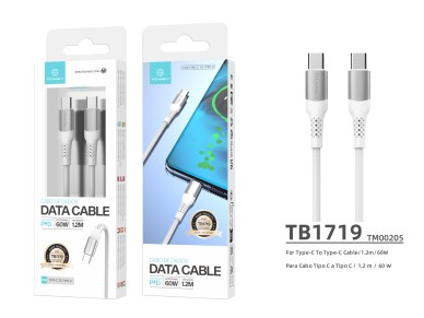 Cable de datos PD de alta velocidad Techancy TB1719, carga de tipo C a tipo C, 60 WPD, cable trenzad