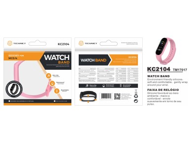 Techancy Pink Silicone Wristband KC2104, Compatible with Mi3/4 Smart Band, Made of Silicone, Soft an Techancy Pink Silicone Wristband KC2104, Compatible with Mi3/4 Smart Band, Made of Silicone, Soft an