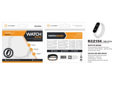 Techancy White Silicone Wristband KC2104, Compatible with Mi3/4 Smart Band, Made of Silicone, Soft a Techancy White Silicone Wristband KC2104, Compatible with Mi3/4 Smart Band, Made of Silicone, Soft a