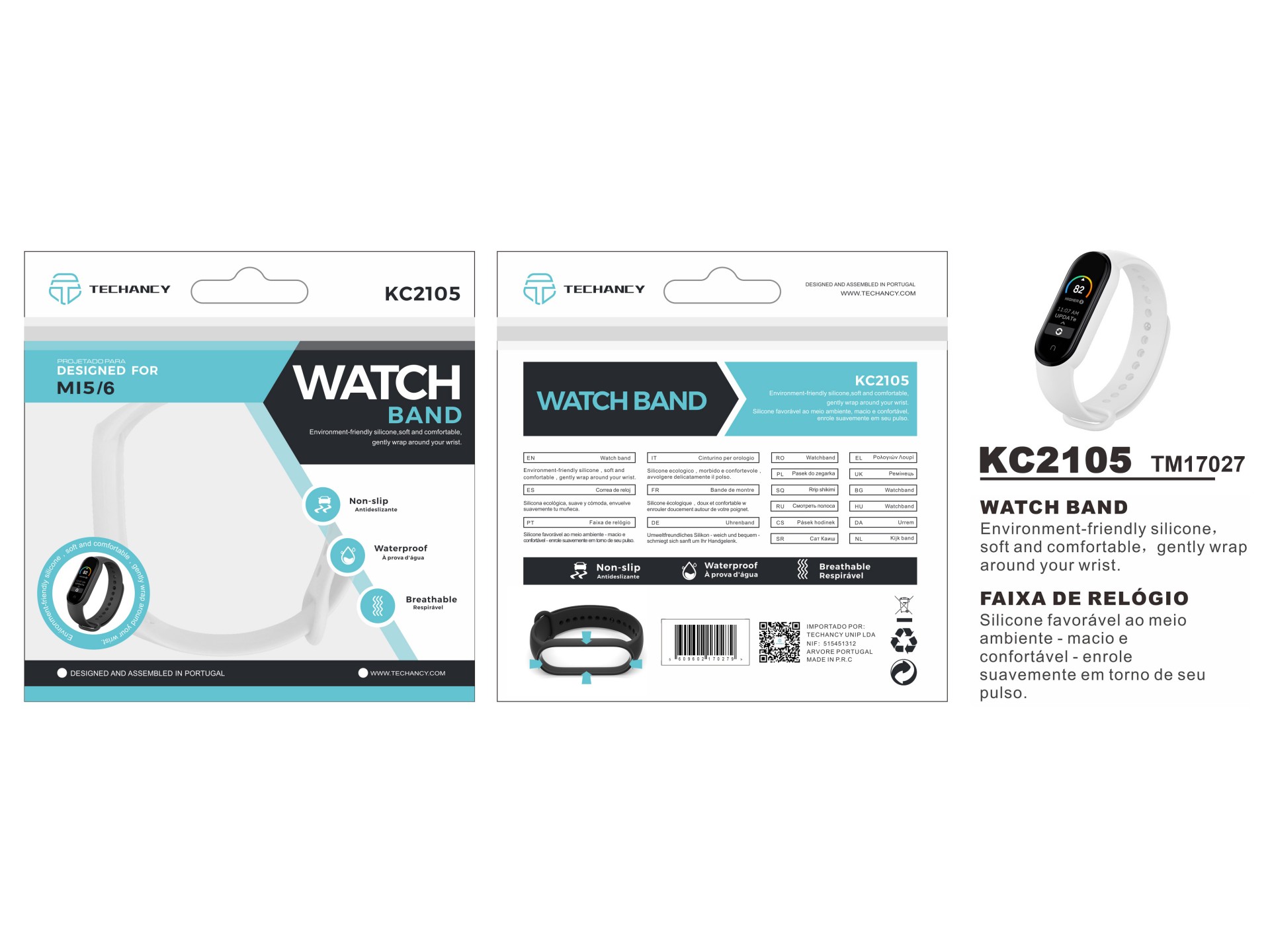 Pulsera de silicona blanca Techancy KC2105, compatible con Smart Band Mi5/6, hecha de silicona, suav