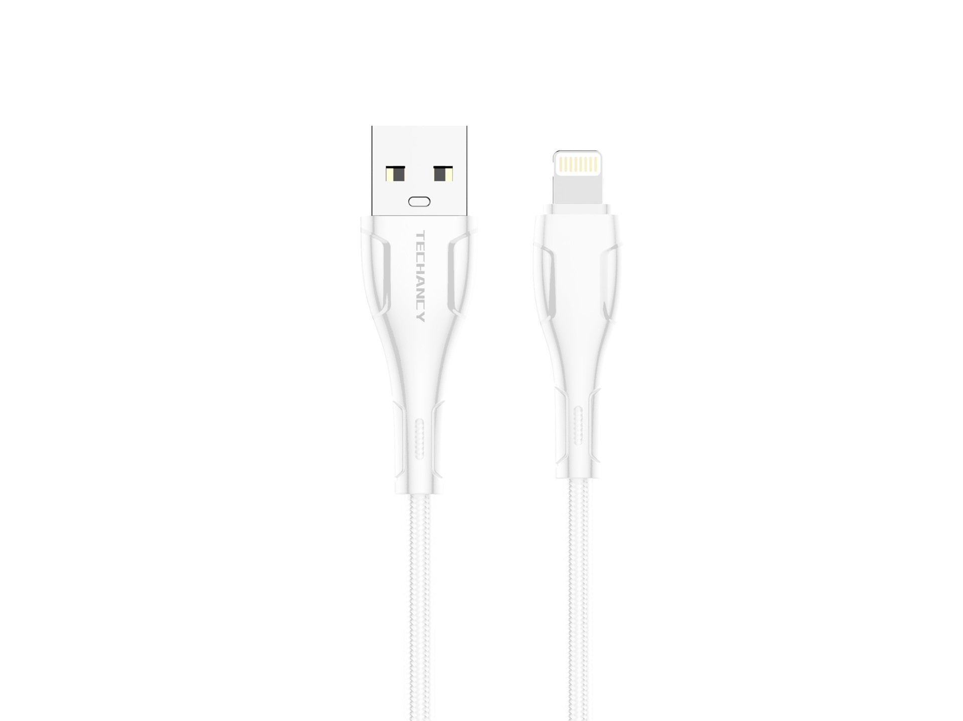 Techancy Braided USB Data Cable - IP8/X/11-14 White TB1694, 2.4A Charging, Data Transfer Compatible