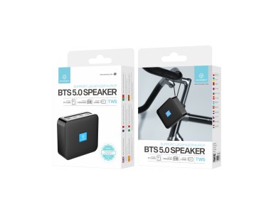 Techancy Mini Bluetooth Audio Black TH2621 with Built-in Battery Supports Wireless 5.0/TF/U Disk/Aux