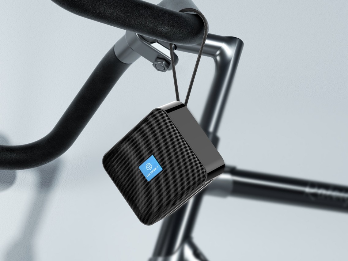 Techancy Mini Bluetooth Audio Black TH2621 with Built-in Battery Supports Wireless 5.0/TF/U Disk/Aux
