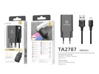 Techancy Black Mobile Phone Charger TA2787, USB Output 5V-2.4A Charging, USB Cable Charger Set - IP Techancy Black Mobile Phone Charger TA2787, USB Output 5V-2.4A Charging, USB Cable Charger Set - IP
