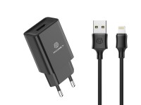Cargador de m�vil Techancy TA2787, color negro, con salida USB de 5 V-2,4 A, cable USB de carga (IP,