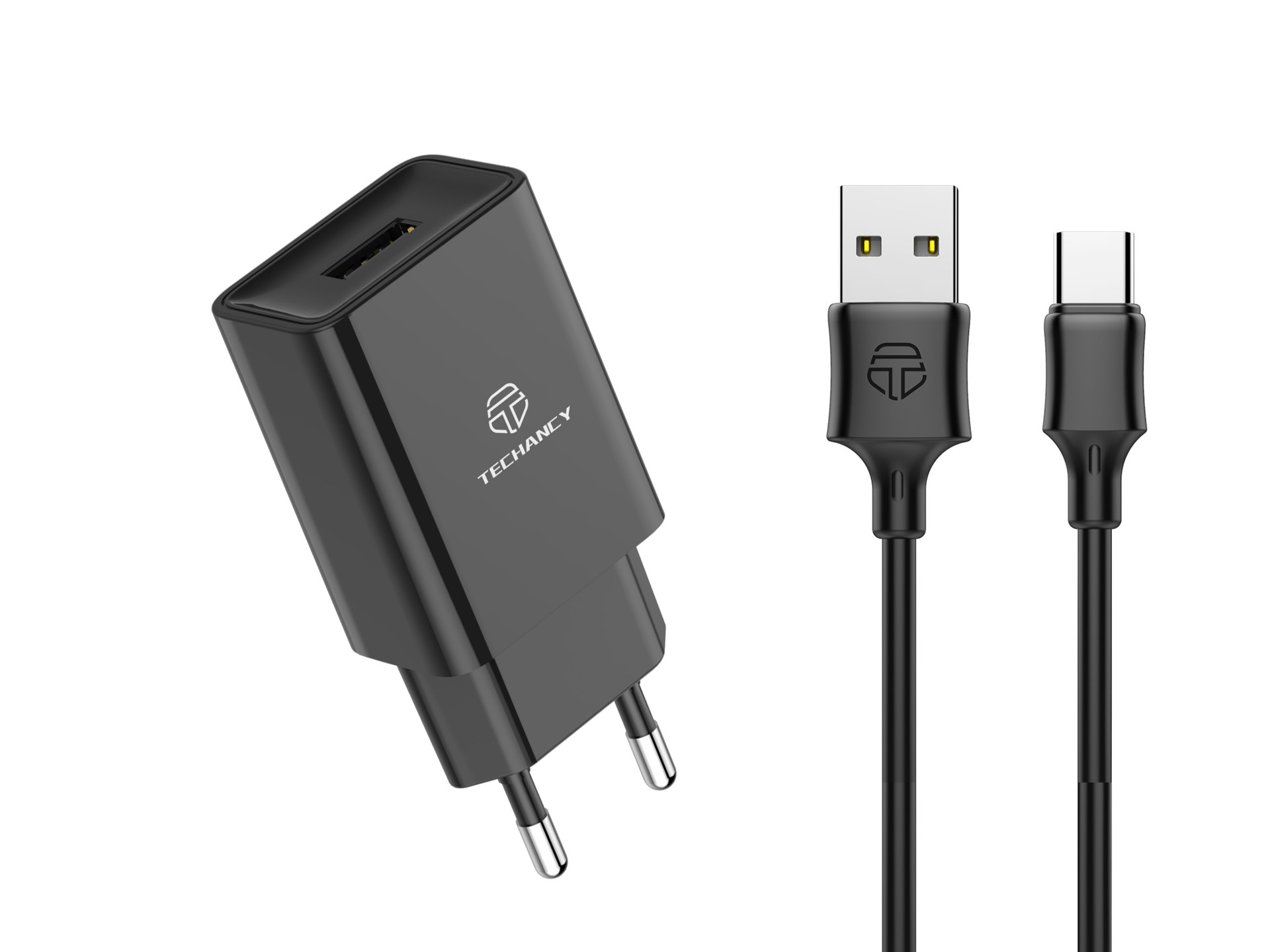 Techancy Carregador De Telemóvel Preto TA2788, Saída Usb 5v-2.4a Carregamento, Conjunto De Carregad