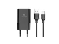 Cargador de pared Techancy TA279 de 2 USB, color negro, 1,5 V, 2,4 A, cable USB tipo C de 1 m, compa