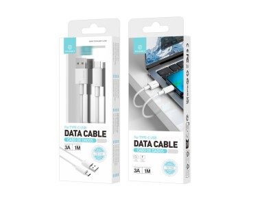 Techancy Cabo De Dados Usb Tipo C Branco TB1768, Comprimento 1m Suporta Corrente 3A E Transfer�ncia 