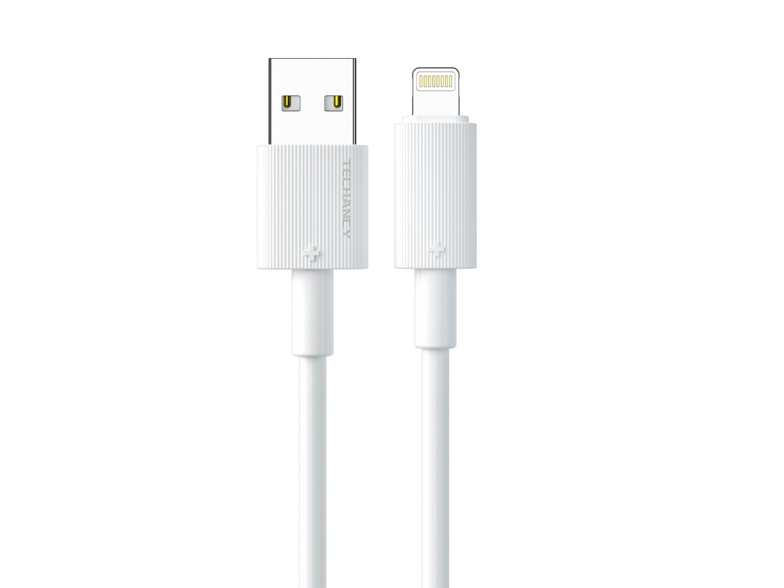 Techancy USB-Lightning Data Cable, White TB1768, 1m Length, Supports 3A Current and 480Mbps Data Tra