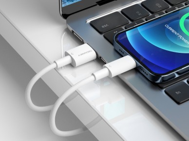 Techancy Cabo De Dados Usb-Lightning Branco TB1768, Comprimento 1m Suporta Corrente De 3A E Transfer