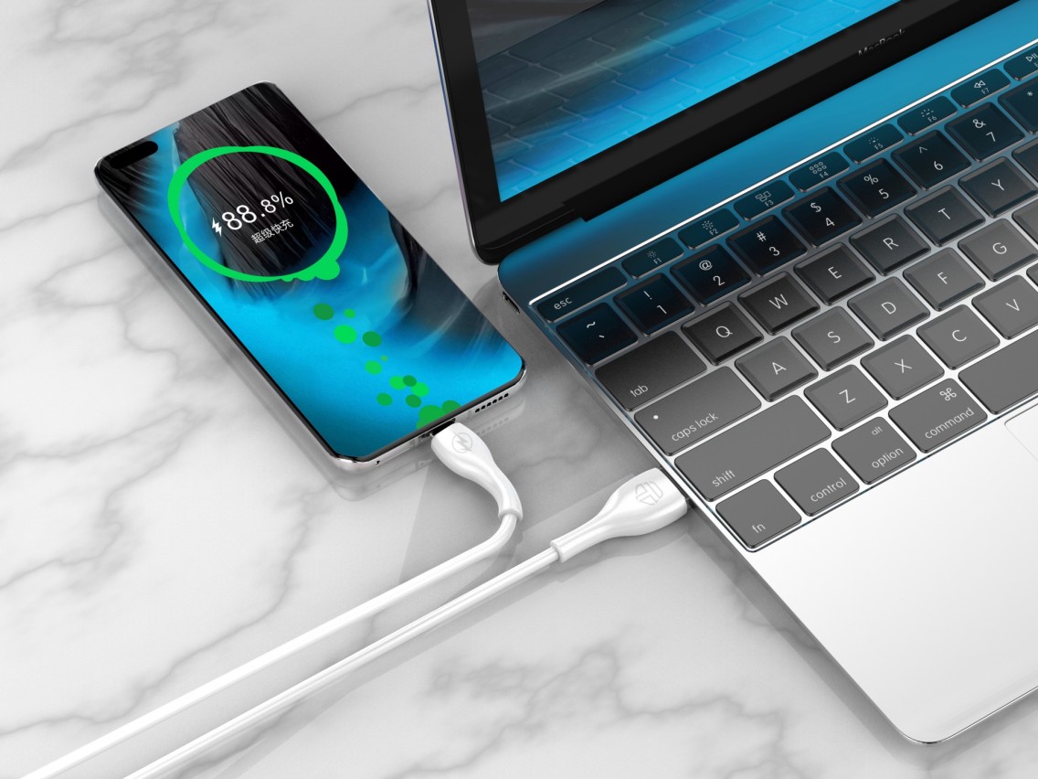 Techancy 3A Fast Data Cable TB1709, USB-Micro Connector, 1 Meter Length for Data Transfer, White