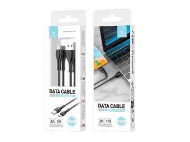 Techancy 3A Fast Data Cable TB1727, USB Type-C Connector, 1 Meter Length for Data Transfer, Black Techancy 3A Fast Data Cable TB1727, USB Type-C Connector, 1 Meter Length for Data Transfer, Black
