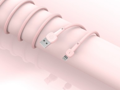 Techancy USB-Lightning Data Cable Pink TB1660, Fast Charging Macaron 2.4a, Length 1.2m, Compatible w