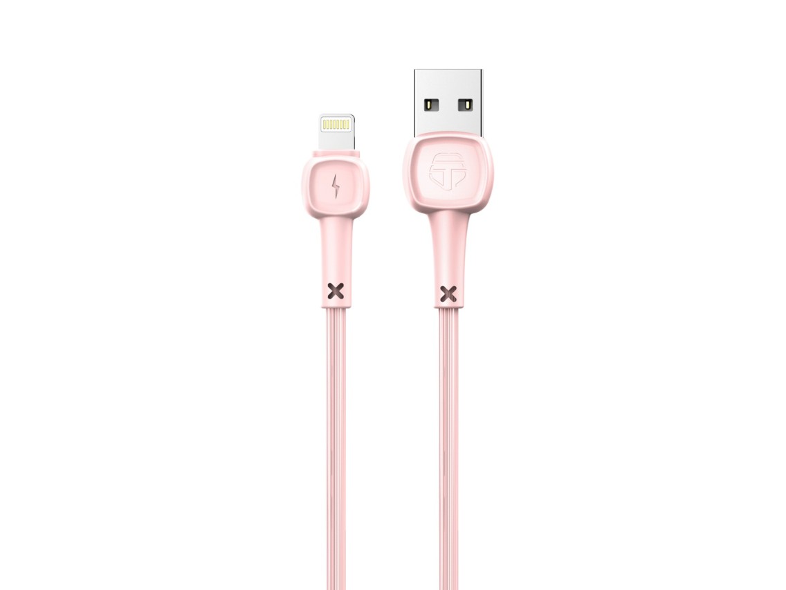 Cable de datos USB-Lightning Techancy rosa TB1660, carga rápida Macaron 2.4a, longitud 1.2m, compati