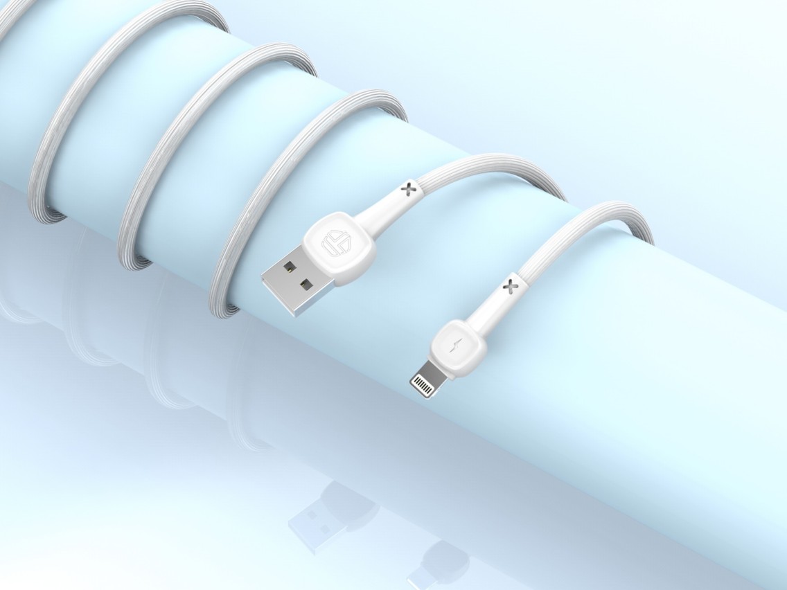 Techancy USB-Lightning Data Cable White TB1660, Macaron 2.4a Fast Charging, 1.2m Length, Compatible 