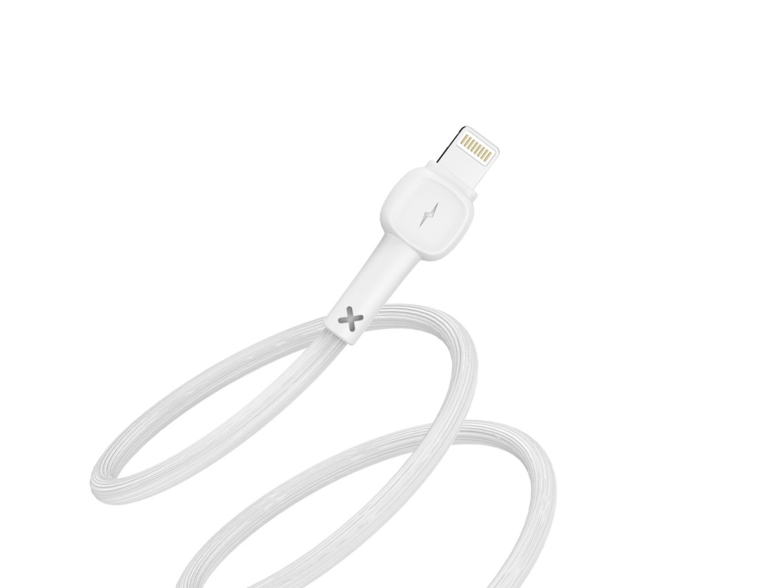 Techancy USB-Lightning Data Cable White TB1660, Macaron 2.4a Fast Charging, 1.2m Length, Compatible 