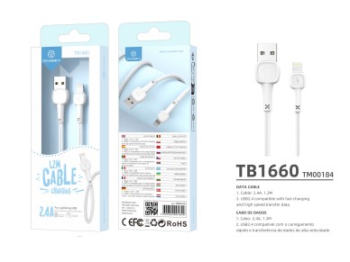 Cable de datos USB-Lightning Techancy blanco TB1660, color macarrón, carga rápida de 2,4 A, 1,2 m de Cable de datos USB-Lightning Techancy blanco TB1660, color macarrón, carga rápida de 2,4 A, 1,2 m de