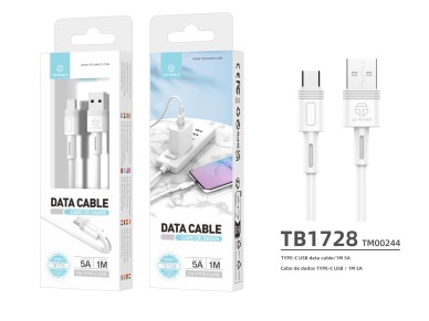 Techancy 5A 1m White Fast Charging Data Cable TB1728, USB Type-C Interface, Supports Data Transfer