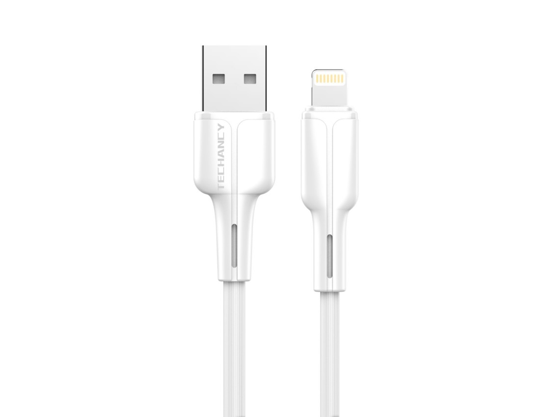 Techancy Cabo De Dados Usb-Lightning Branco 1M TB1659,Carregamento Rápido De 2,4 A, Suporta Transmis