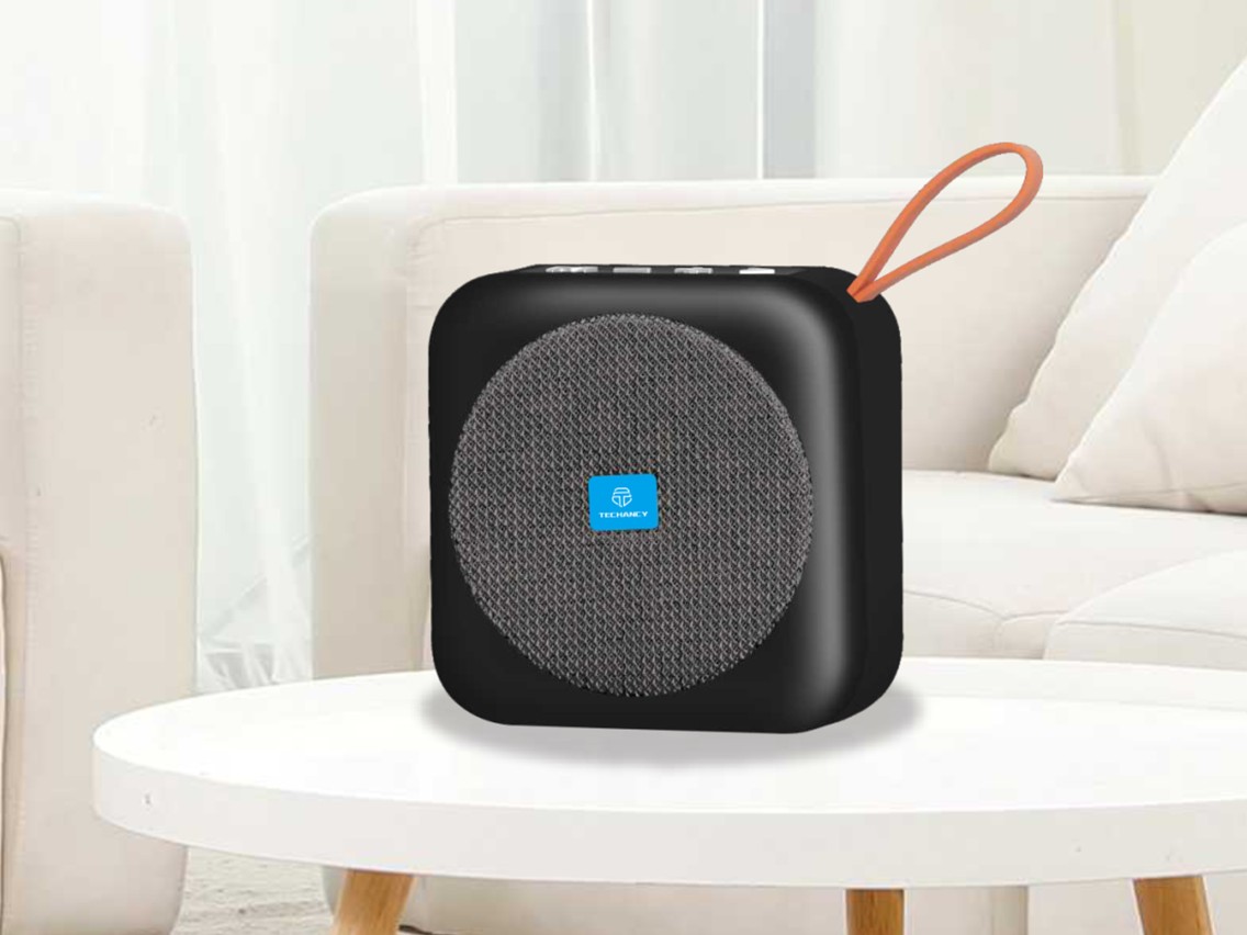 Altavoz Bluetooth Techancy TH2622 negro, tamaño portátil y compacto, compatible con TF/FM/USB/TWS, s