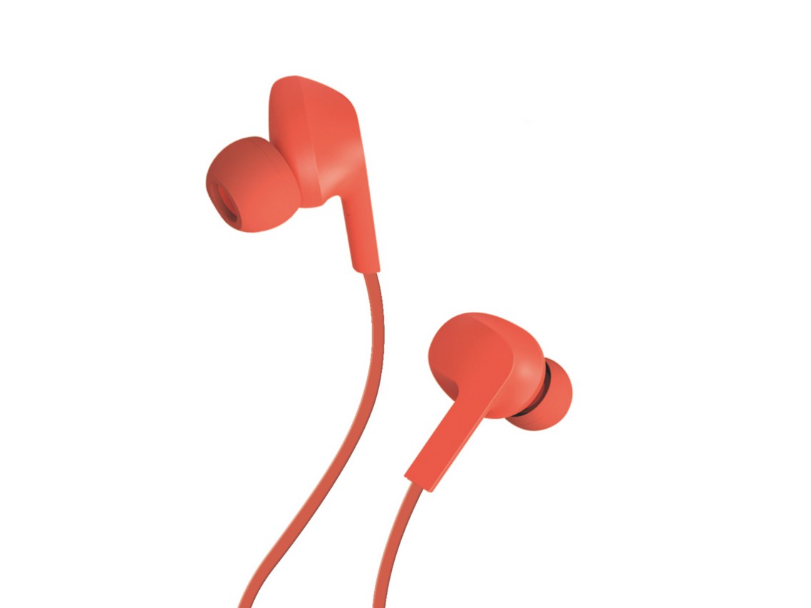 Techancy Auricular Com Fios Laranja TD8022 , Microfone Integrado, 3,5 Mm, Compatível Com Smartphones