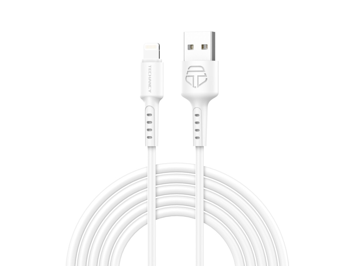 Techancy White Data Cable TB1628, USB to Lightning Fast Charging Cable, 3M/2.4A, Compatible with iPh