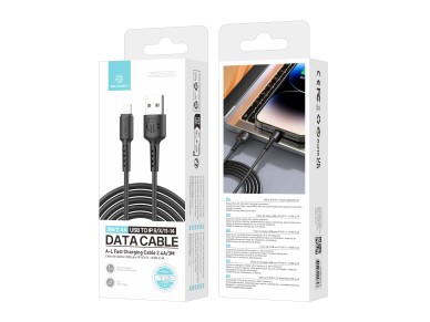 Techancy Black Data Cable TB1628, USB to Lightning Fast Charging Cable, 3M/2.4A, Compatible with iPh