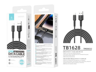 Techancy Black Data Cable TB1628, USB to Lightning Fast Charging Cable, 3M/2.4A, Compatible with iPh