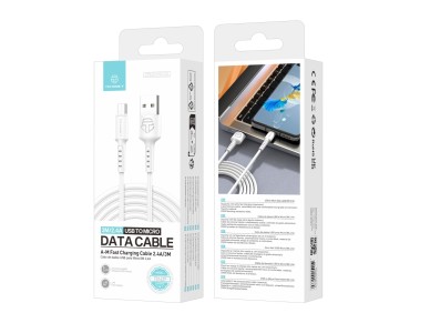 Cable de datos Techancy TB1629 blanco, cable de carga r�pida USB a micro USB, 3 m/2,4 A, compatible 