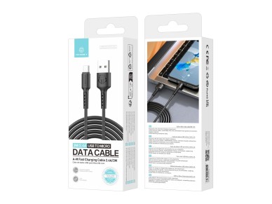 Cable de datos Techancy TB1629, negro, cable de carga r�pida USB a micro USB, 3 m/2,4 A, compatible 