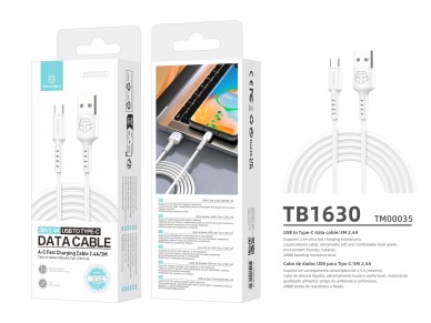 Techancy Cabo De Dados Branco TB1630, Cabo De Carregamento R�pido Usb Para Tipo C, 3 M/2,4 A, Compat