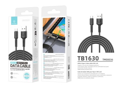 Techancy TB1630 Black Data Cable, USB to Type-C Fast Charging Cable, 3m/2.4A, Compatible with USB-C Techancy TB1630 Black Data Cable, USB to Type-C Fast Charging Cable, 3m/2.4A, Compatible with USB-C