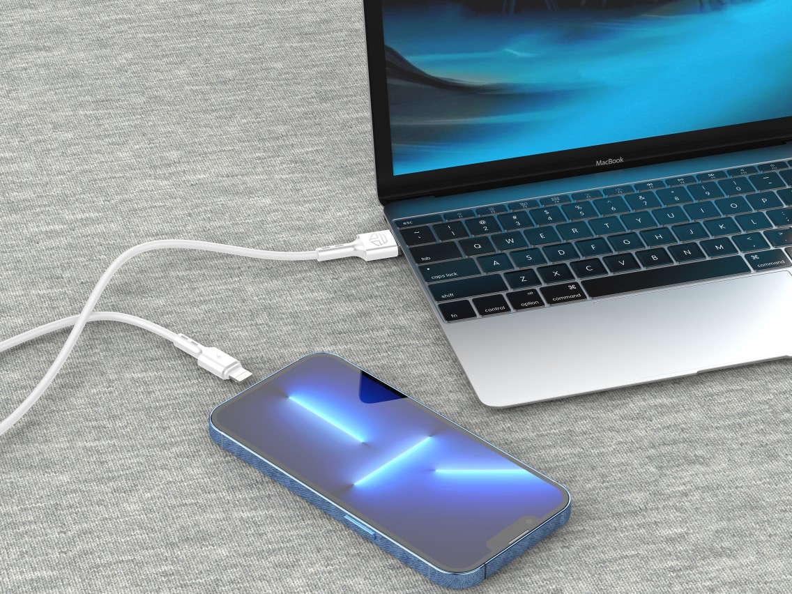 Techancy USB Data Cable - IP7/8/X/11-14, TB1738 1M 2.4A Fast Charging, Data Transfer, White