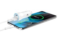 Cargador de coche Techancy TC6411 blanco, carga rápida PD+QC de 18 W, compatible con iPhone, Samsung Cargador de coche Techancy TC6411 blanco, carga rápida PD+QC de 18 W, compatible con iPhone, Samsung