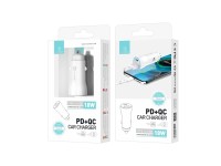 Cargador de coche Techancy TC6411 blanco, carga rápida PD+QC de 18 W, compatible con iPhone, Samsung Cargador de coche Techancy TC6411 blanco, carga rápida PD+QC de 18 W, compatible con iPhone, Samsung