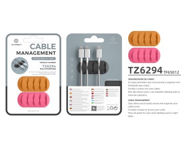 Soporte para cables Techancy, TZ6294, 2 unidades, organizador de cables, naranja + rosa