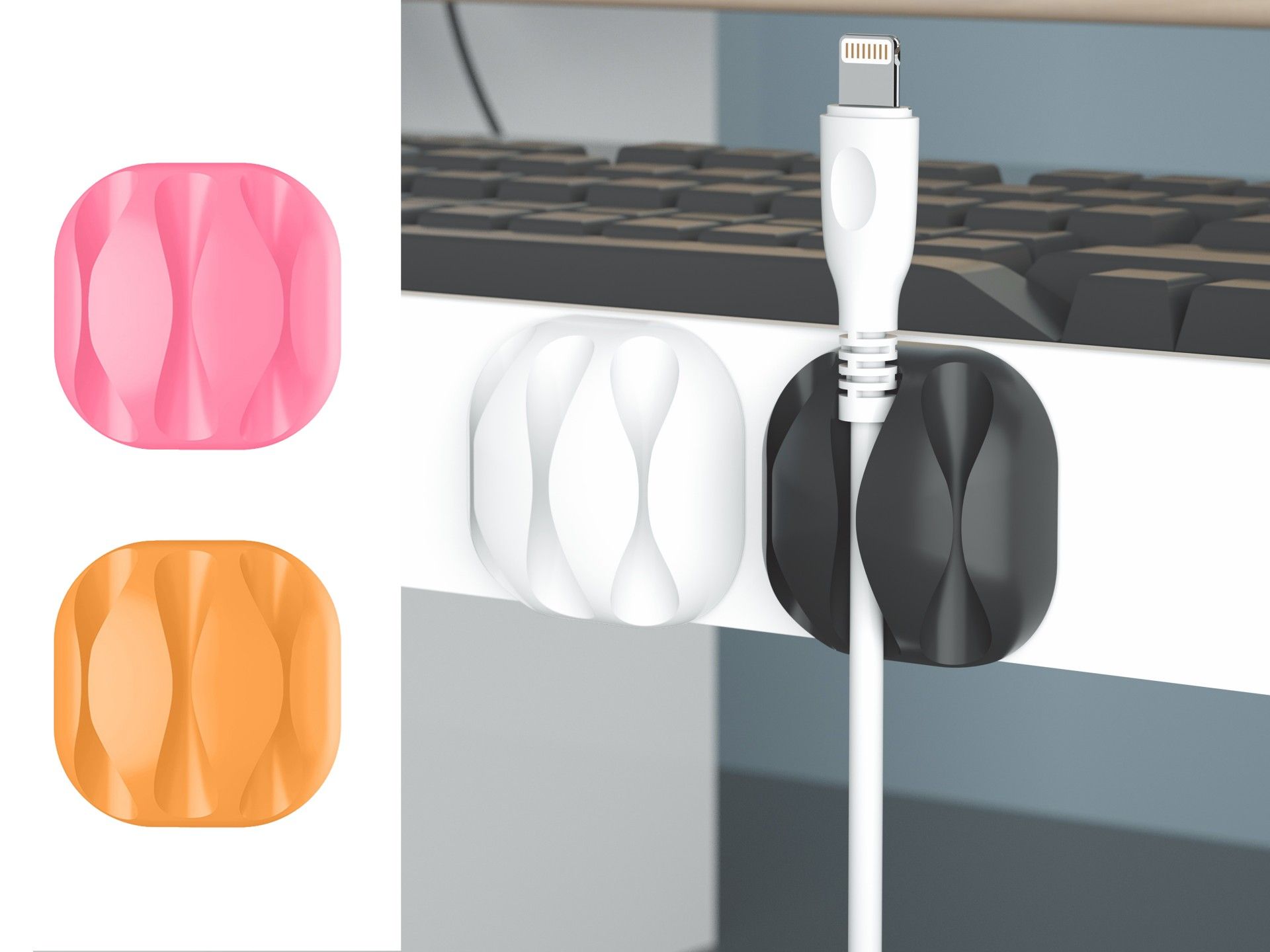 Techancy cable support, TZ6293, pack of 4, cable organizer, orange + pink