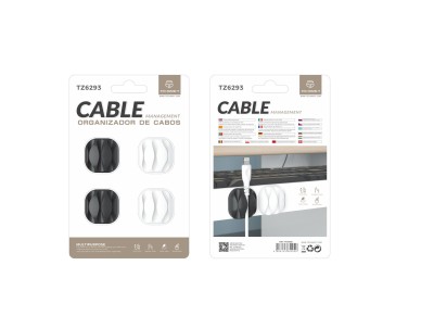Techancy TZ6293 Cable Support, 4-Pack, Cable Organizer, Black & White