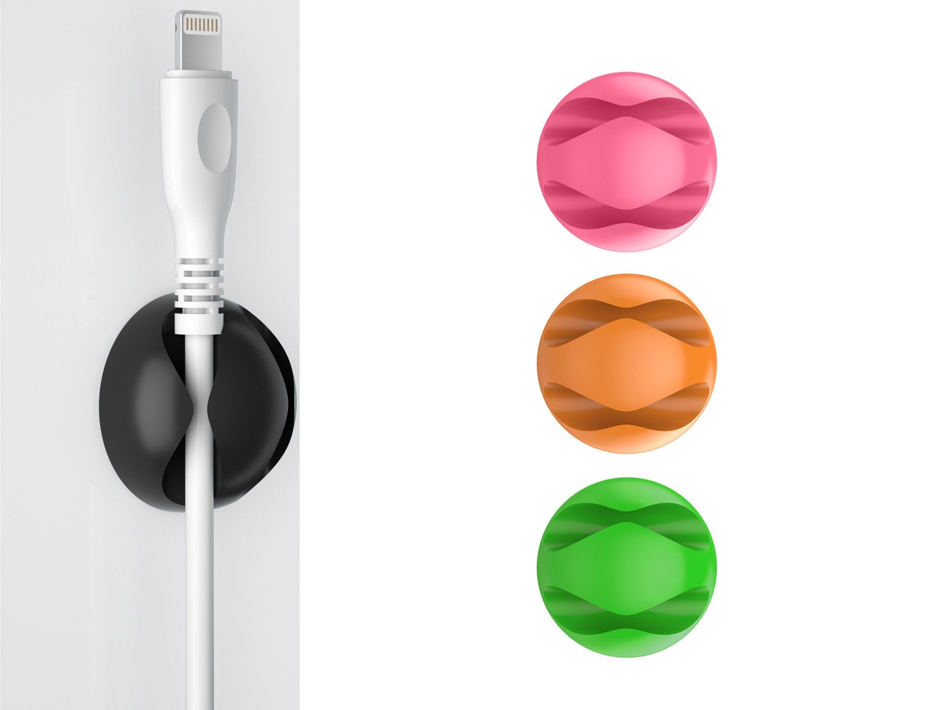 Soporte para cables Techancy, TZ6292, paquete de 6, organizador de cables, naranja y rosa